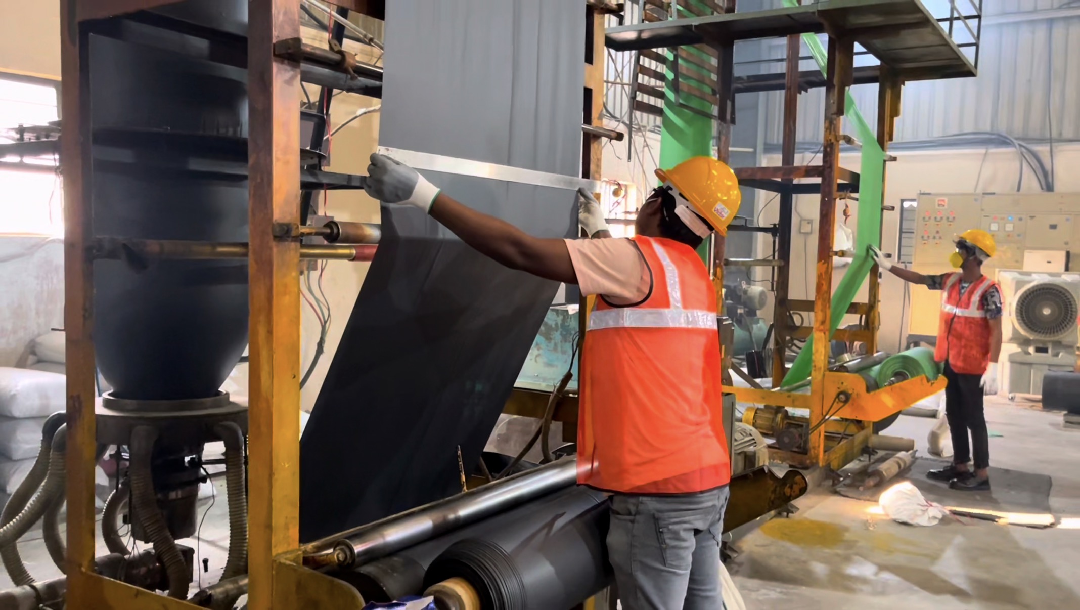 Black garbage bags being produced at Ushakiran Ecoplast Hyderabad