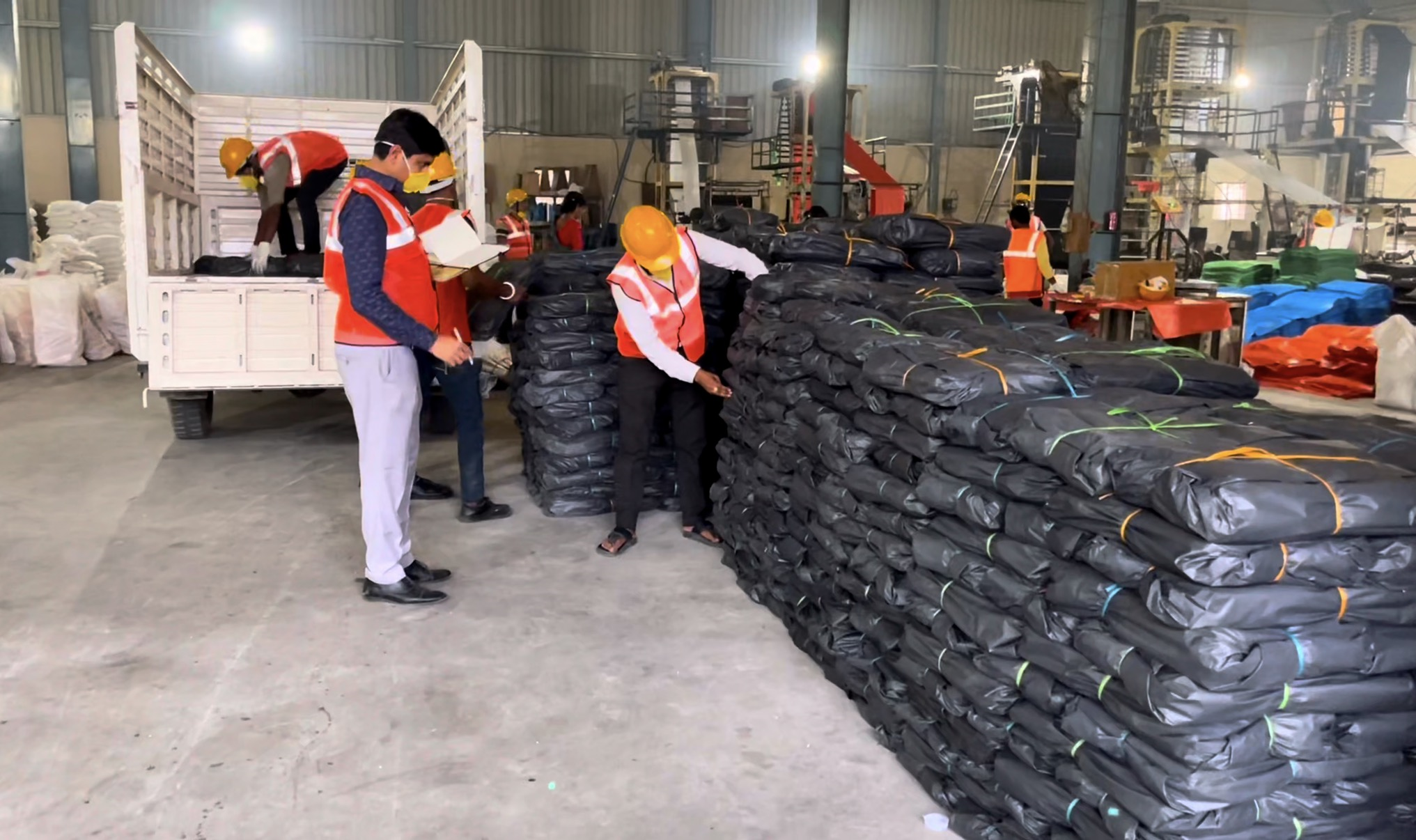 Garbage bags dispatch team at Ushakiran Ecoplast Hyderabad facility