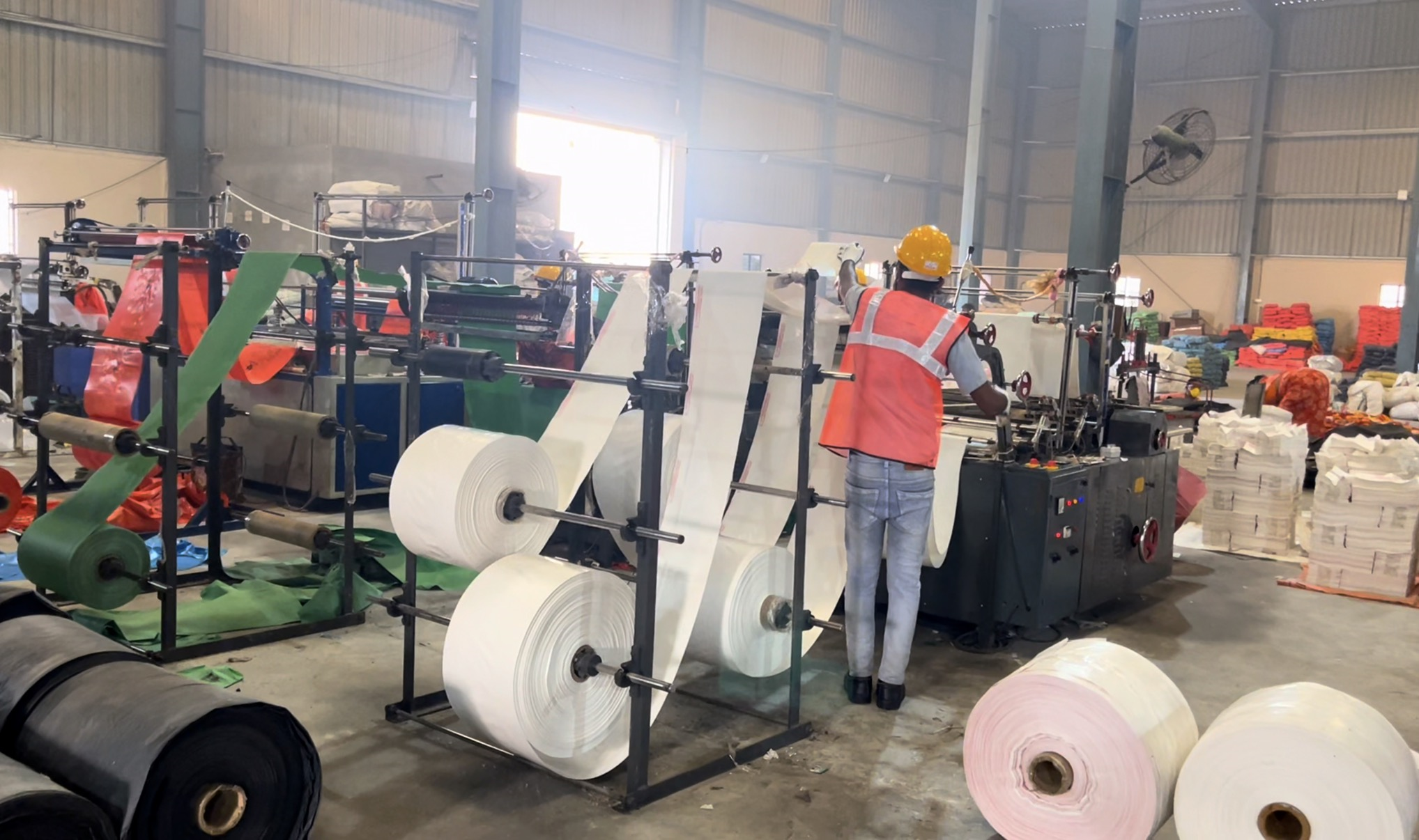 LDPE rolls on the factory floor at Ushakiran Ecoplast Hyderabad