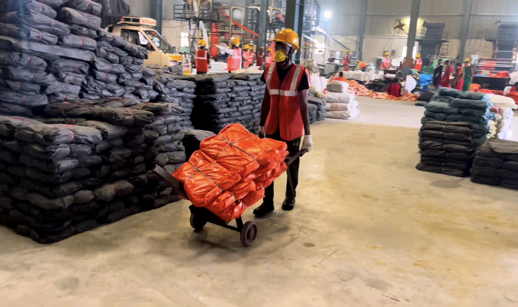 Finished LDPE products in warehouse at Ushakiran Ecoplast Hyderabad